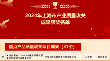 上海研究院首获“上海市重点产品质量攻关项目成果奖”