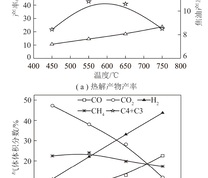 温度对热解产物产率及气体成分的影响