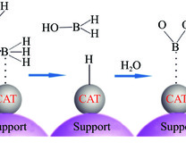 负载型催化剂催化氨硼烷水解反应机理示意图