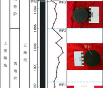 SY井上奥陶统五峰组综合柱状图,有机碳含量变化特征及WF1,WF2和WF3 典型岩芯