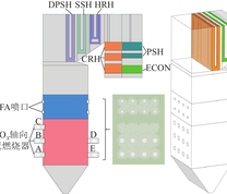 锅炉燃烧器和换热面分布示意