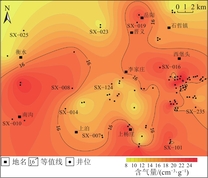 柿庄北区块含气量等值线