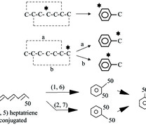 Reaction mechanism of (a) isotope-labeled heptane to toluene; (b) heptatriene to toluene(with permission from Elsevier)