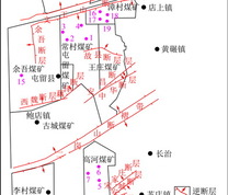 潞安矿区构造纲要及井位分布