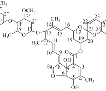 Structural formula of avermectin B1a