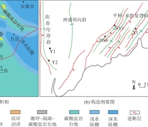 研究区位置、构造纲要及地层综合柱状图