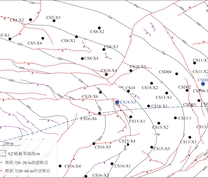 阜康西区地质纲要与井位分布图